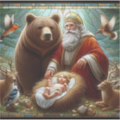 Baby Jesus met de Kerstman en het wild Sticker (Voorkant)