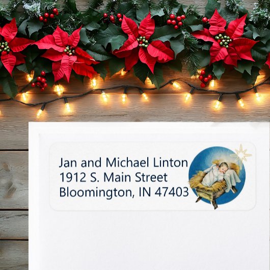 Baby Jesus Natitivity Personaliseer het Adres Labo Etiket