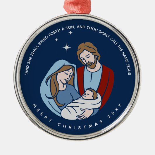 Baby Jesus Natitivity Scene Kerstmis Metalen Ornament (Voorkant)