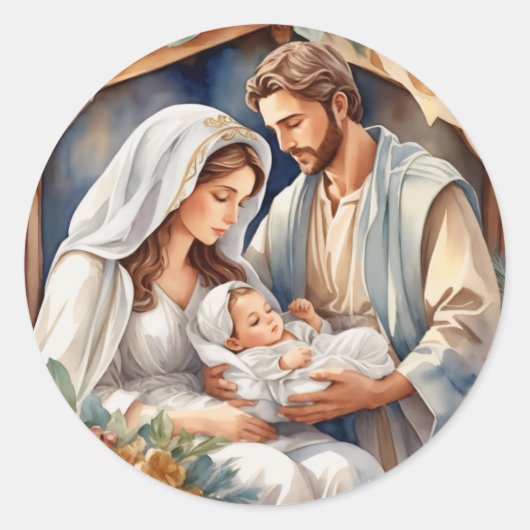 Baby Jesus | Nativiteit Ronde Sticker (Voorkant)