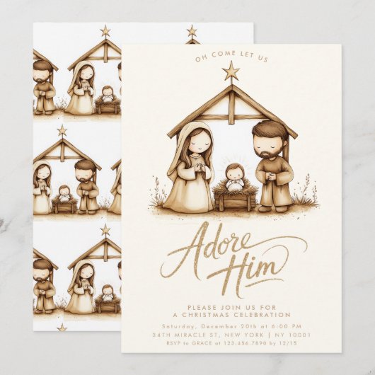 Baby Jesus Nativity Manager Religious Christmas Kaart (Voorkant / Achterkant)