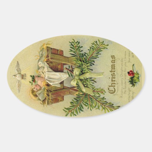 Baby Jesus Ovale Sticker (Voorkant)