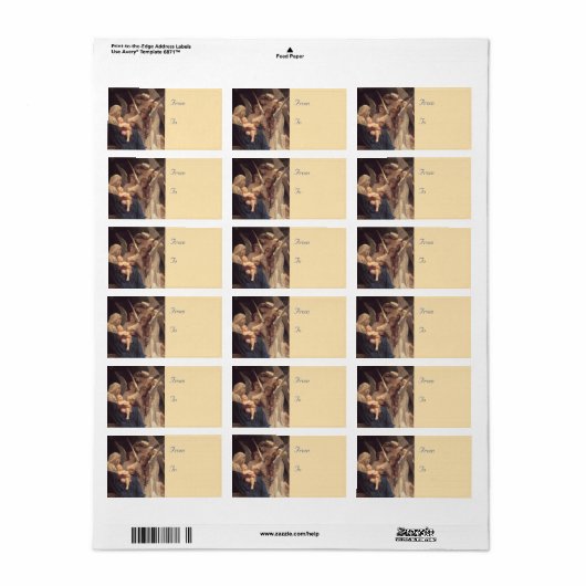 Baby Jesus Pre-Raphaelite kerstlabels Etiket (Full Sheet)