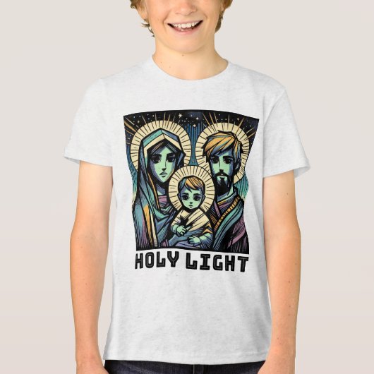 Baby Jesus : The Holy Family: Holy Light Tri-Blend Shirt (Voorkant)