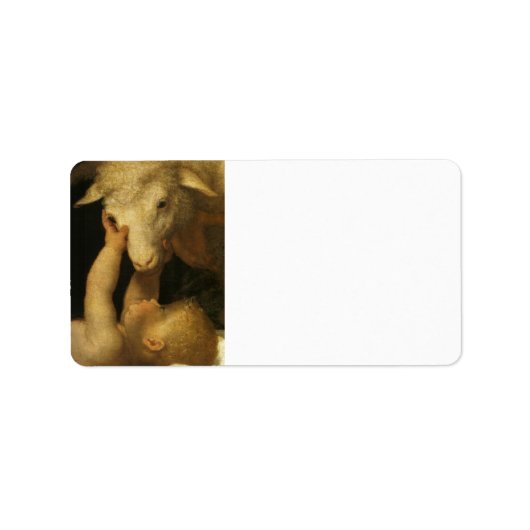 Baby Jesus Touches Lamb Etiket (Voorkant)