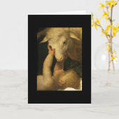 Baby Jesus Touches Lamb Kaart (Gele Bloem)