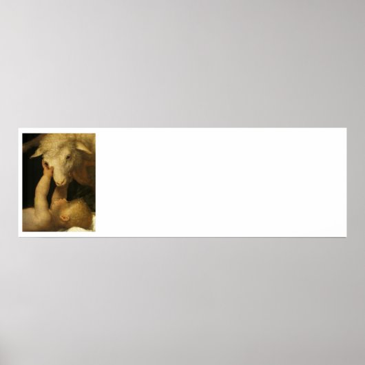 Baby Jesus Touches Lamb Poster (Voorkant)
