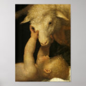 Baby Jesus Touches Lamb Poster (Voorkant)