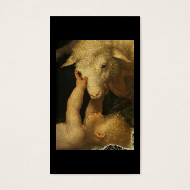 Baby Jesus Touches Lamb Visitekaartje (Voorkant)