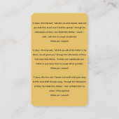 Baby Jesus van Praag Novena Gebed Kaart Visitekaartje (Achterkant)