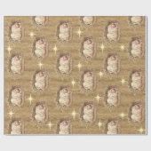 Baby Jesus Watercolor Manger Hay Cadeaupapier (Vlak)