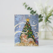 Baby Jezus Briefkaart met kerstboom (Staand voorkant)