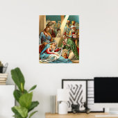 Baby Jezus en de wijze mannen bidden Poster (Thuiskantoor)