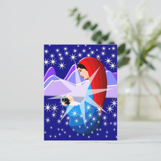 Baby Jezus en Maagd Mary in Starlight Briefkaart (Staand voorkant)