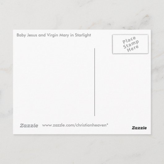 Baby Jezus en Maagd Mary in Starlight Briefkaart (Achterkant)