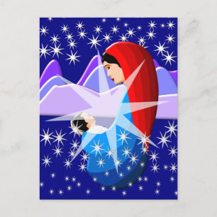 Baby Jezus en Maagd Mary in Starlight Briefkaart