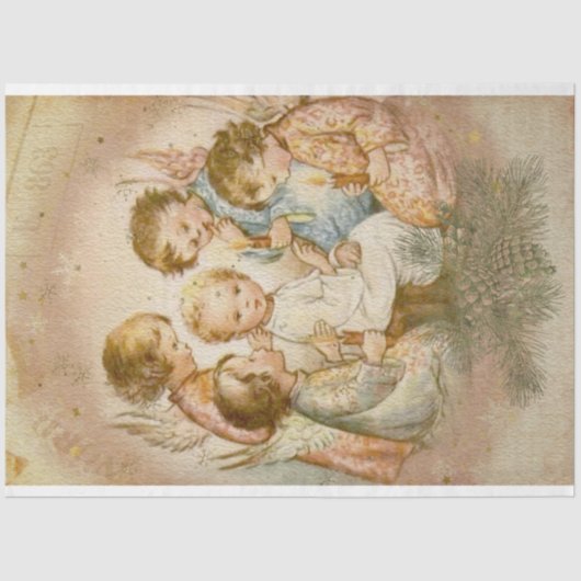 Baby Jezus en zielige kinderen op kerstavond Tissuepapier (Voorkant)