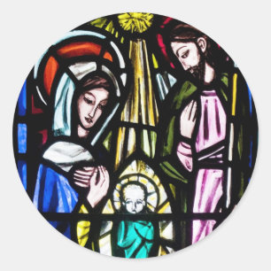 Baby Jezus Glas in lood uit de St. Michael-kerk Ronde Sticker