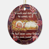Baby Jezus in de kribbe rond het Ornament (Links)