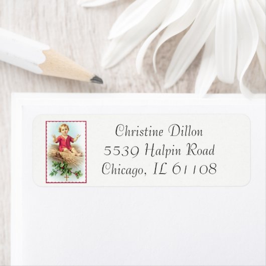 Baby Jezus in de Manger Etiket (Insitu)