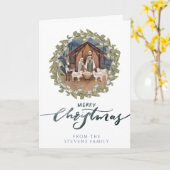 Baby Jezus in de Manger Natitivity Folded Foto Kaart (Gele Bloem)