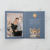 Baby Jezus in de Manger Natitivity Folded Foto Kaart (Binnen)