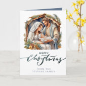 Baby Jezus in de Manger Natitivity Folded Foto Kaart (Gele Bloem)