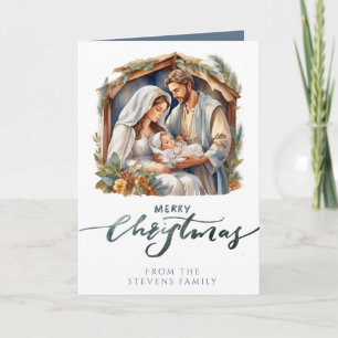 Baby Jezus in de Manger Natitivity Folded Foto Kaart