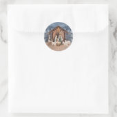 Baby Jezus in de Manger Natitivity Round Labs Ronde Sticker (Tas)