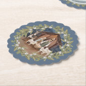 Baby Jezus in de Manger Nativiteit Kartonnen Onderzetters (Gekanteld)