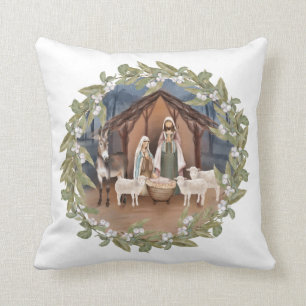 Baby Jezus in de Manger Nativiteit Kussen