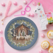 Baby Jezus in de Manger Nativiteit Papieren Bordje (Feest)