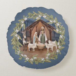 Baby Jezus in de Manger Nativiteit Rond Kussen