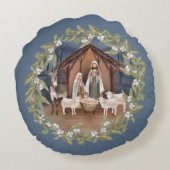 Baby Jezus in de Manger Nativiteit Rond Kussen (Achterkant)