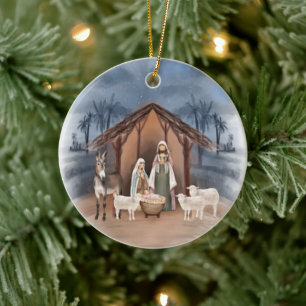 Baby Jezus in de Manger Nativity Keramische Orhelm Keramisch Ornament