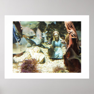 Baby Jezus in een onderzeese nativiteit Poster