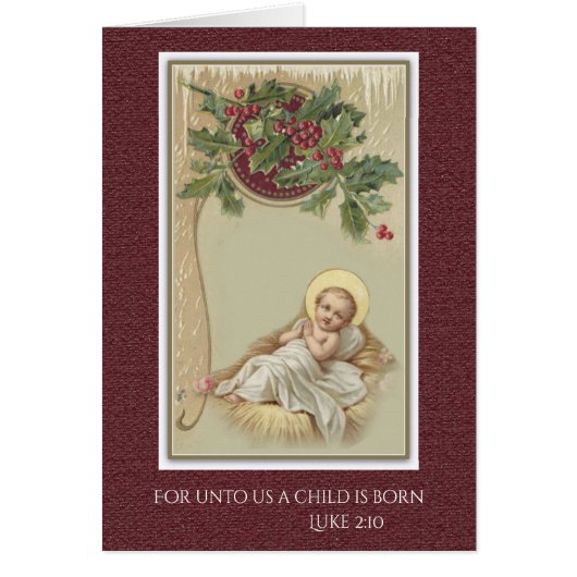 Baby Jezus in Manger Kerstmis Floral (Voorkant)