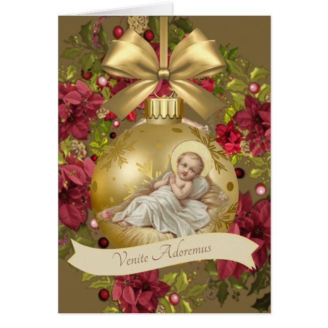 Baby Jezus in Manger Kerstmis Floral Wreath (Voorkant)