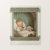 Baby Jezus in Manger met lamsvlees en vogel Legpuzzel (Verticaal)