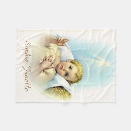 Baby Jezus in Manger Shining Star Halo Fleece Deken (Voorkant (Horizontaal))