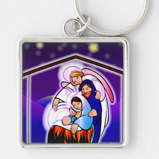 Baby Jezus in Manger Sleutelhanger (Voorkant)
