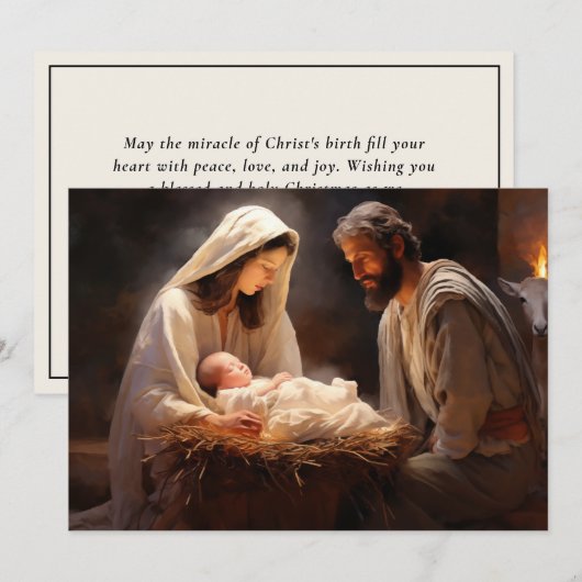 Baby Jezus Maria Jozef Geboorte Vrolijk Kerstfeest Feestdagenkaart (Voorkant / Achterkant)