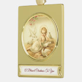  Baby Jezus met honden Verguld Banner Ornament (Links)