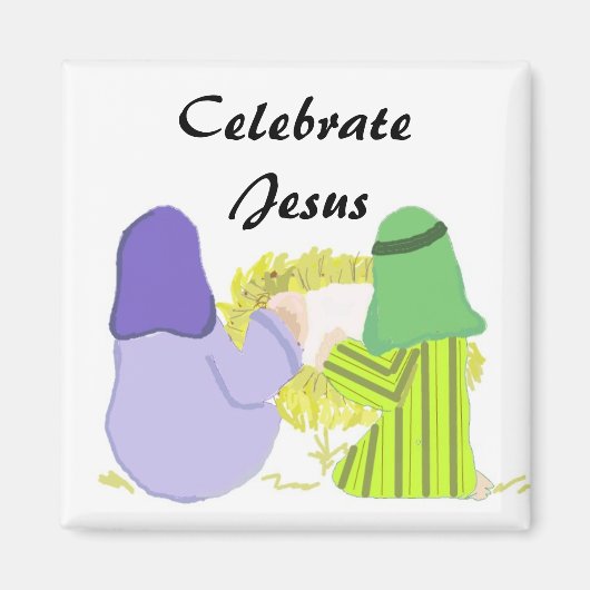 Baby Jezus met Mary en Joseph Magneet (Voorkant)