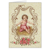 Baby Jezus met roze rozen decoratieve gouden grens (Voorkant)