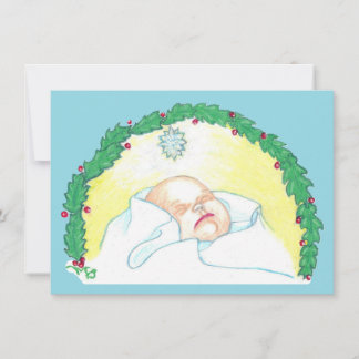 Baby Jezus omkranst Feestdagenkaart