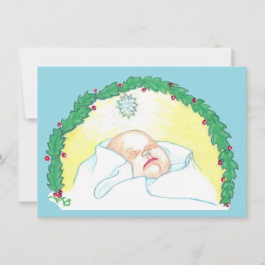 Baby Jezus omkranst Feestdagenkaart (Voorkant)