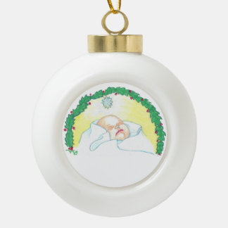 Baby Jezus omkranst Keramische Bal Ornament