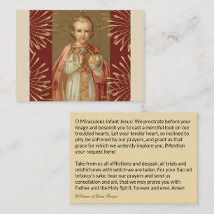 Baby Jezus van de Heilige Stoel Praag Visitekaartje