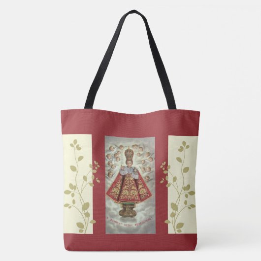 Baby Jezus van Praag Adoring Angels Tote Bag (Achterkant)